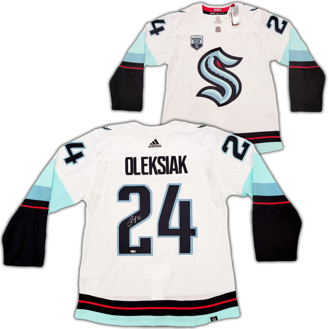 Seattle Kraken Jamie Oleksiak Autographed White Adidas Authentic Jersey Size 54 Fanatics Holo Stock #203034