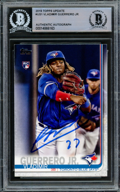 Vladimir Guerrero Jr. Autographed 2019 Topps Update Rookie Card #US1 Toronto Blue Jays Beckett BAS Stock #209788