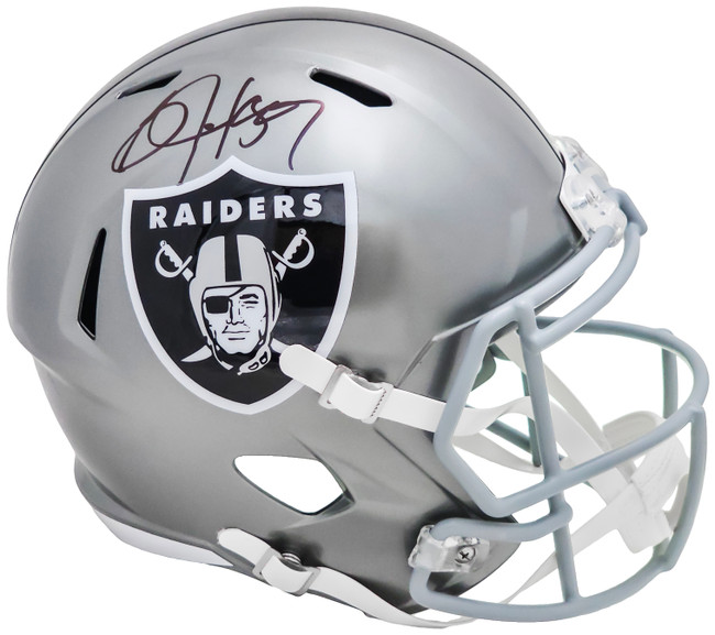 Bo Jackson Autographed Oakland Raiders Flash Gray Full Size Replica Speed Helmet Beckett BAS Witness Stock #218028