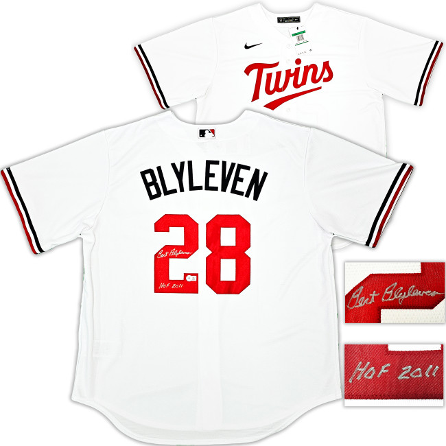 Minnesota Twins Bert Blyleven Autographed White Nike Jersey Size XL "HOF 2011" Beckett BAS Witness Stock #220105