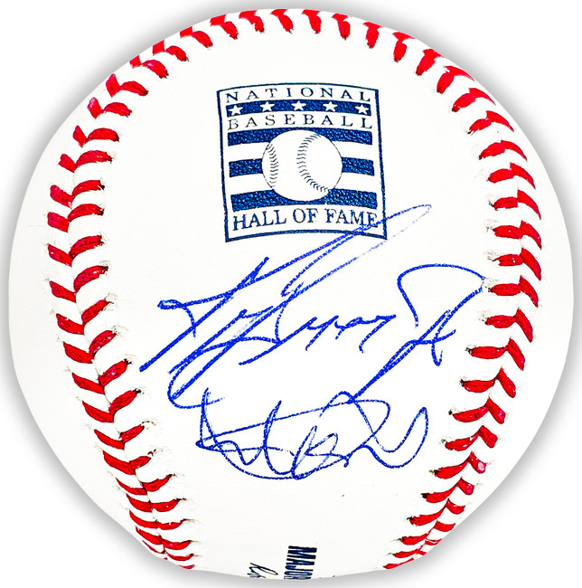 Ken Griffey Jr. & Ichiro Suzuki Autographed Official Hall of Fame HOF Logo Baseball Seattle Mariners Beckett BAS Witness Stock #220216