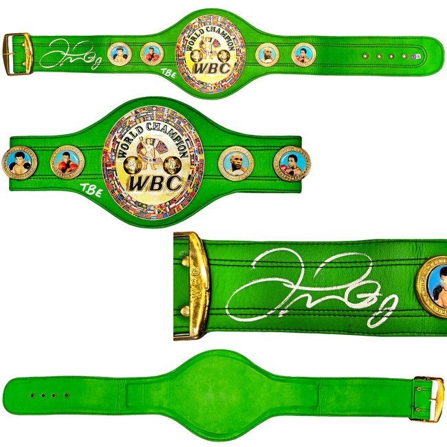 Floyd Mayweather Jr. Autographed Lime Green WBC World Championship Boxing Belt "TBE" Beckett BAS Witness Stock #221646