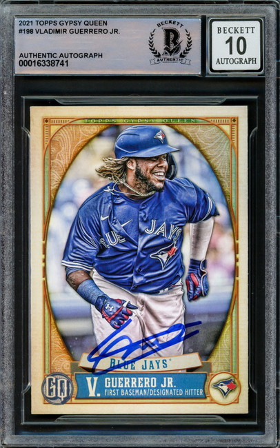 Vladimir Guerrero Jr. Autographed 2021 Topps Gypsy Queen Card #198 Toronto Blue Jays Auto Grade Gem Mint 10 Beckett BAS Stock #222872