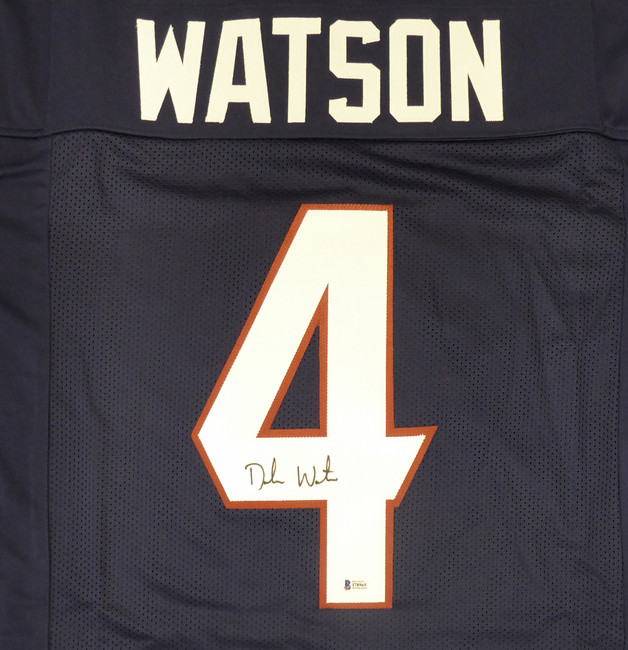 Houston Texans Deshaun Watson Autographed Blue Jersey Beckett BAS Stock #129110