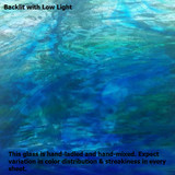 "Blue Lagoon" - Dark Blue, Medium Green & Crystal Streaky Aqualite Transparent (197LLAQ) - 12" x 12"