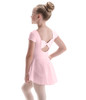 Cap Sleeve Bow Back Sheer Skirt Leotard