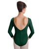 3/4 Sleeve Pinch Front V-Back High Cut Leotard