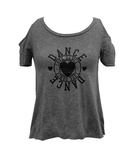 Collegiate Dance Gray Cold Shoulder T-Shirt