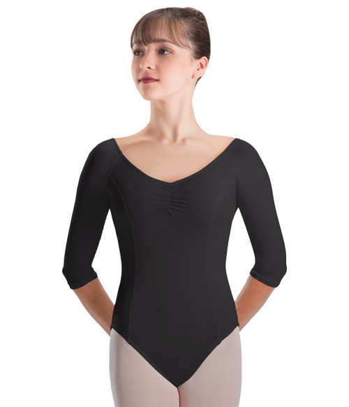 Raglan 3/4 Sleeve High Back Leotard - Motionwear