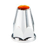 33mm X 2-3/4" Chrome Plastic Nut Covers With Flange - Push-On -Amber Reflector (Color Box of 20)