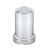 33mm X 3-3/16" Chrome Plastic Pointed Nut Covers With Flange - Push-On (Color Box Of 20)
