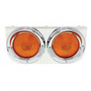 Stainless Light Bracket With Two 4" Lights & Visors - Amber Lens