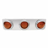 Stainless Light Bracket With Three 2-1/2" Beehive Lights & Visors - Amber Lens