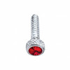 Chrome Short Dash Screw For Freightliner With Red Crystal (Bulk)
