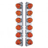 SS Front Air Cleaner Bracket With 12X Glass Watermelon Lights & SS Bezels For Peterbilt-Dark Amber Lens