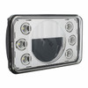 ULTRALIT - 4" X 6" Rectangular LED Crystal Headlight With 6 White LED Position Light - High Beam