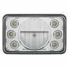 ULTRALIT - 4" X 6" Rectangular LED Crystal Headlight With 6 White LED Position Light - High Beam