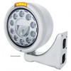 Stainless Classic Half Moon Headlight 11 LED Bulb & Dual Mode LED Signal-Amber Lens