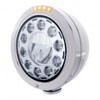 Stainless Bullet Classic Headlight 11 LED Bulb With Dual Mode LED Signal - Clear Lens