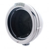 Stainless Steel Classic Headlight No Bulb With LED Turn Signal - Amber LED/Clear Lens