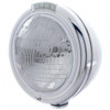 Stainless Steel Classic Headlight 6014 Bulb & LED Turn Signal - Clear Lens