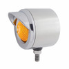 Stainless 2-1/2" Single Face Light With 13 LED 2-1/2" Roadster Light & Visor - Amber LED/Amber Lens