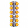 SS Front Air Cleaner Bracket W/12X 17 LED Watermelon Lights & SS Bezels For Peterbilt-Amber LED & Lens (Pair)