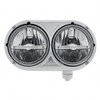 Stainless Dual Headlight With 9 LED Bulb & Amber LED Position Light Bar For Peterbilt 359 - Passenger