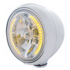 Chrome Guide 682-C Style Headlight H4 Bulb With 34 Amber LED