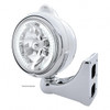 Stainless Steel Guide 682-C Headlight H4 With White LED & LED Signal - Clear Lens
