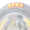 Stainless Steel Bullet Half Moon Headlight H4 With Amber LED & Dual Mode LED Signal-Clear Lens