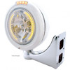 Stainless Steel Classic Headlight H4 With 34 Amber LED & Signal - Clear Lens
