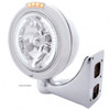 Stainless Steel Classic Headlight H4 With 34 White LED & Dual Mode LED Signal - Clear Lens