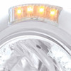 Stainless Steel Classic Headlight H4 With 34 White LED & Dual Mode LED Signal - Clear Lens