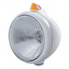 Stainless Steel Guide 682-C Headlight H4 & Original Style LED Signal - Amber Lens