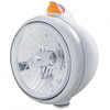 Stainless Steel Guide 682-C Headlight Crystal H4 & Original Style LED Signal - Amber Lens