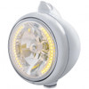 Chrome Guide 682-C Headlight H4 With Amber LED & Original Style LED Signal - Clear Lens