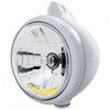 Chrome Guide 682-C Headlight H4 With 10 Amber LED & Original Style Turn - Clear Lens