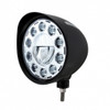 Black "Billet" Style Groove Headlight With Visor 11 LED Bulb - Chrome