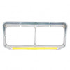 24 LED Rectangular Dual Headlight Bezel With Visor & GloLight - Amber LED/Clear Lens