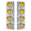 SS Front Air Cleaner Bracket With 8X 9 LED 2" Lights & Visors For Peterbilt-Amber LED & Lens