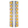 SS Front Air Cleaner Bracket With 16X 9 LED 2" Lights & Bezels For Peterbilt-Amber LED & Lens