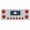 SS Rear Center Panel With Four 23 LED 4" Lights & Six 9 LED 2" Mirage Lights & Visors - Red LED/Red Lens