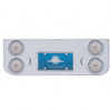 Chrome Rear Center Panel With Four 10 LED 4" Lights & Visors - Red LED/Clear Lens