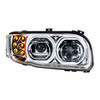 High Power 10 LED Chrome Headlight With 6 LED Turn & 100 LED Halo For 2008-2022 Peterbilt 389- Passenger