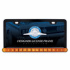 Black License Plate Frame With 14 LED 12" Light Bar - Amber LED/Amber Lens