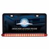 Black License Plate Frame With 19 LED 12" Reflector Light Bar - Red LED/Red Lens