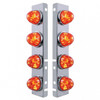 SS Front Air Cleaner Bracket With 8X 17 LED Watermelon Lights & SS Bezels For Peterbilt-Amber LED/Dark Amber Lens
