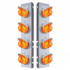 SS Front Air Cleaner Bracket With 8X 17 LED Watermelon Lights & Visors For Peterbilt-Amber LED & Lens