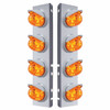 SS Front Air Cleaner Bracket With 8X 17 Amber LED Dual Func. Watermelon Lights & Visors For Peterbilt-Amber Lens